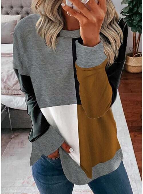 Women's Sweatshirt Pullover Basic, Color: Khaki