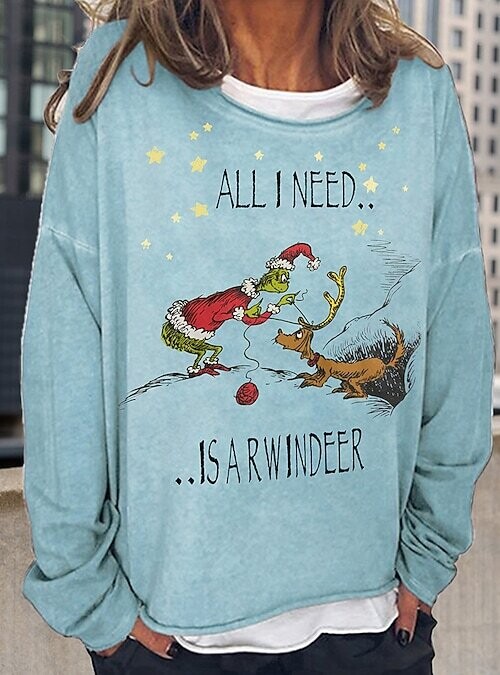 Women's Sweatshirt Pullover, Color: Blue