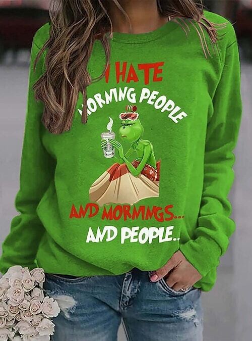 Women's Sweatshirt Pullover, Color: Green