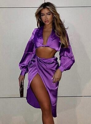 Women's Shirt Crop Skirt Sets Sexy