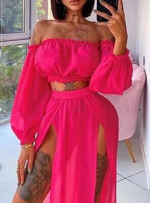 Women's Crop Top Blouse Skirt Sets