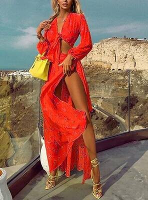 Women's Crop Top Blouse Skirt Sets