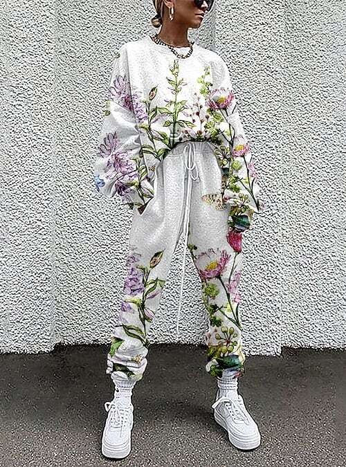 Women's T shirt Tee Tracksuit Pants Sets, Color: Green