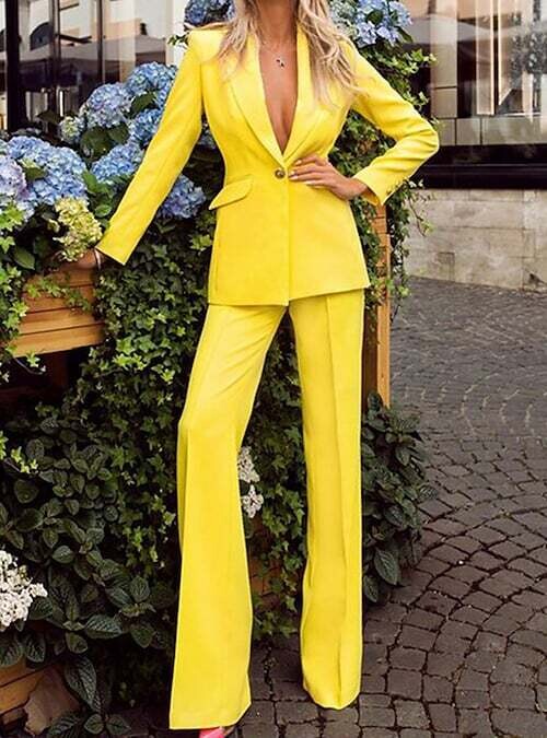 Women's Suits Blazer Formal Party Work, Color: Yellow