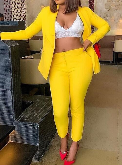 Women's Suits Outdoor Street Daily, Color: Yellow