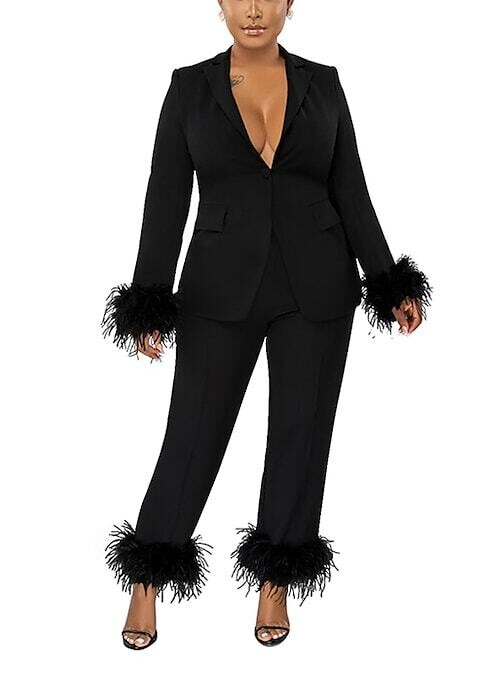 Women's Suits Warm Breathable Formal, Color: Black