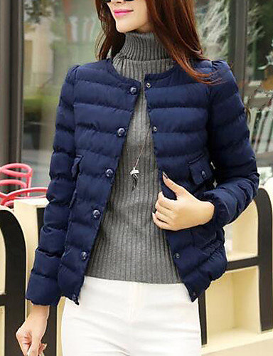 Women's Down Coat,Casual Daily Solid-Others, Color: Navy Blue