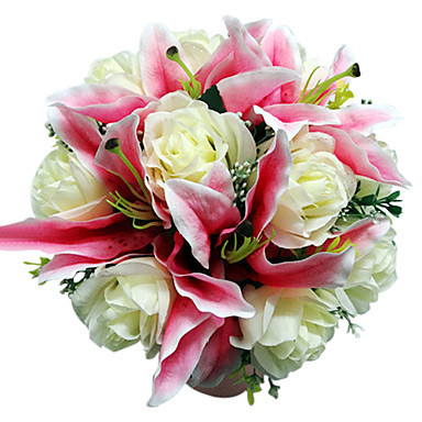 Bouquet de noiva de lírios com rosas brancas de exportação