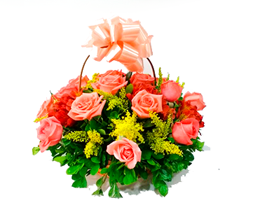Cesta de Rosas com Astromelia