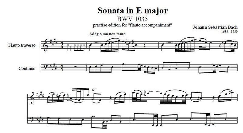 Accompaniment for J. S. Bach Flute Sonata in E major BWV 1035 (440hz) Parts 1-2-3-4 (with the free practice at home score)