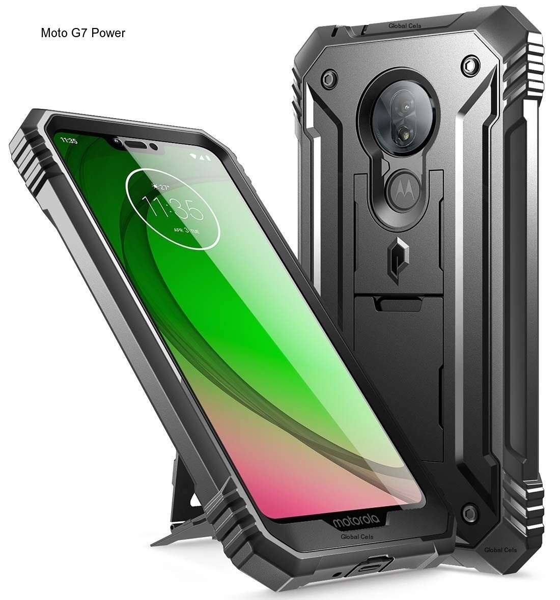 Case Moto G7 POWER Recias Carcasas c/ Mica Integrada c/ Parador Vertical y Horizontal integrado