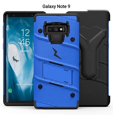 Case Galaxy Note 9 c/ Vidrio Azul Negro Protector Zizo Z-bold