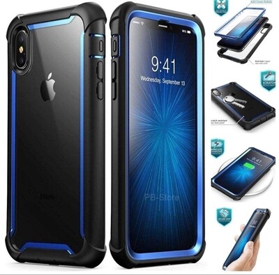 Case Iphone XS Max Ares Azul protector 360 de tapa arriba y tapa abajo y tapa trasera transparente