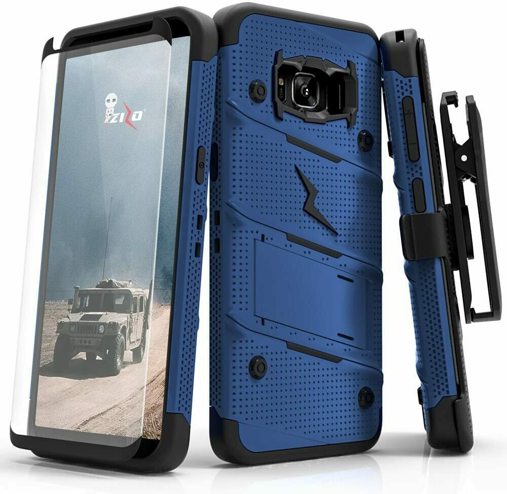 Case Galaxy S8 Plus S8 + Z-bold Azul con bordes negros c/ Vidrio Templado