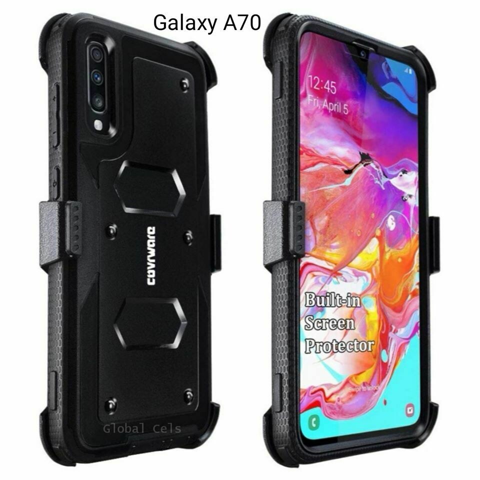 Case Protector Galaxy A70 2019 Recio de 3 partes c/ Mica c/ Clip Correa