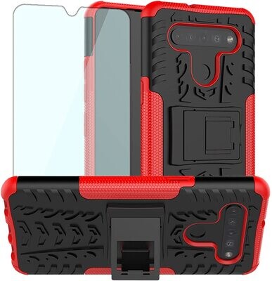 Case LG K61 / LG Q61 / LG K51S / LG K41S c/Apoyo c/ Protector de pantalla Vidrio Templado en Negro Azul y Rojo