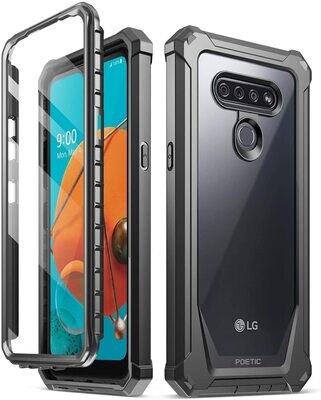 Case Carcasa LG K51 Reflect Transparente c/ Protector de pantalla Funda 360 Alta Proteccion de bordes en Negro y Rosado