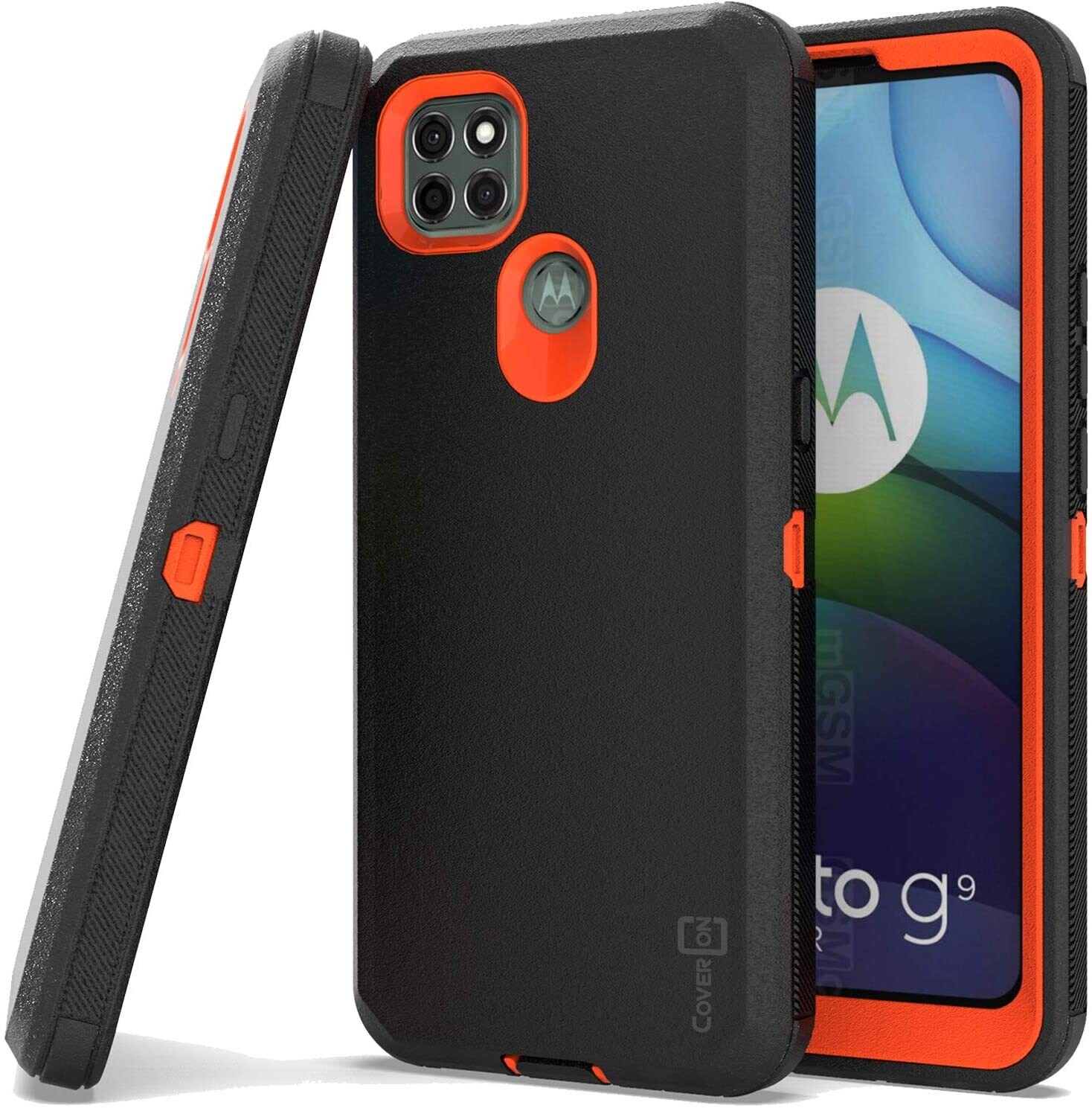 Carcasa rígida Motorola Moto G9 Resistente de grado Militar Funda 360 Antigolpes Negro - Rojo
