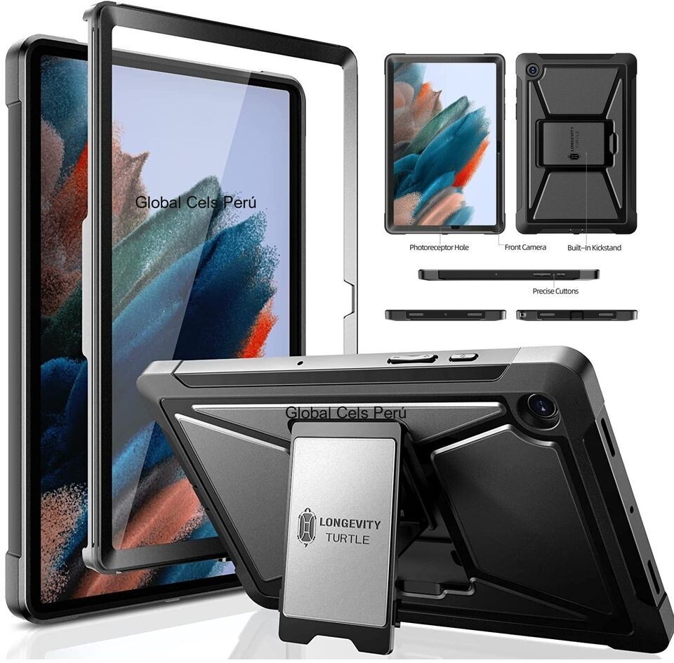 Case Galaxy Tab A8 SM-X200 X205 X207 de 10.5 pulgadas con protector de pantalla y soporte Inclinación