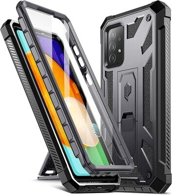 Case Samsung Galaxy A52 4G y 5G,c/ protector de pantalla identificador de huellas a prueba de golpes c/ soporte