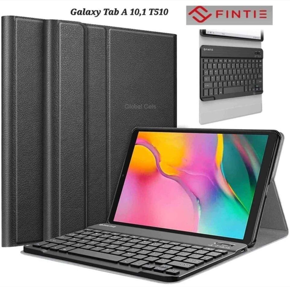 Case Galaxy TAB A 10,1 2019 Teclado SM-T510 T515 T517 FINTIE LLC con Bluetooth, Negro