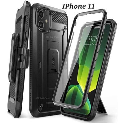 Case iPhone 11 de 6,1 pulgadas Protector Extremo c/ Mica c/ Clip Correa c/ Soporte Inclinable