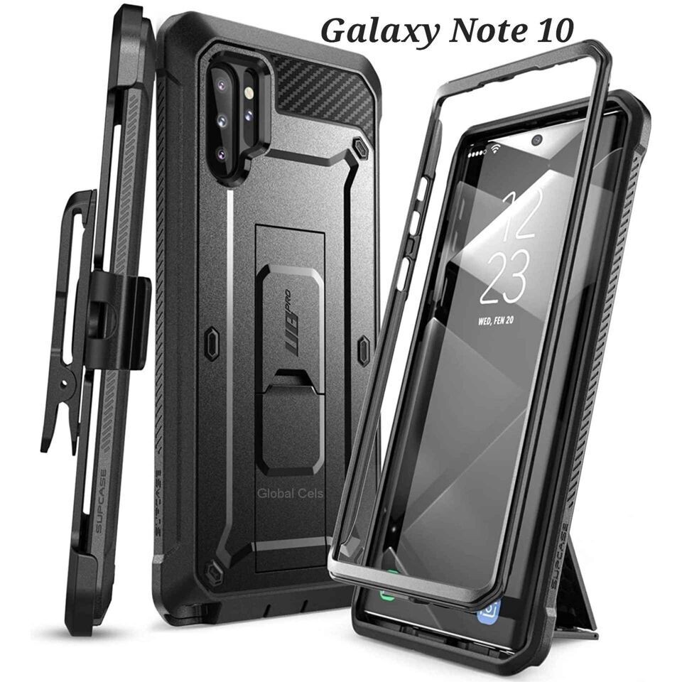 Case Galaxy Note 10 Recio Todo Terreno con Clip Correa y Parante Inclinable Negro