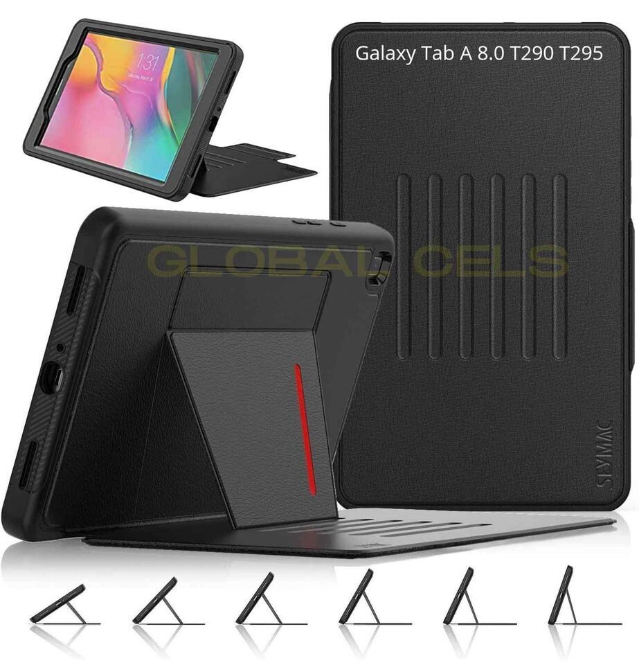 Case Galaxy Tab A 8.0 2019 SM-T290/T295/T297 c/ ranura para tarjeta c/ función multiángulo - Negro
