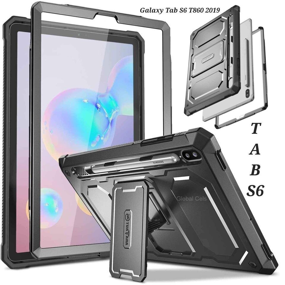 Case Galaxy Tab S6 T860 2019 Carcasa 360 Tab S6 de tapas c/ Mica c/ Parador -Negro