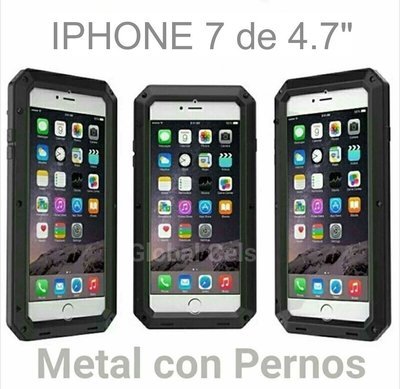 Case Funda Iphone 7 de 4.7" Metal con pernos atornillables más vidrio templado