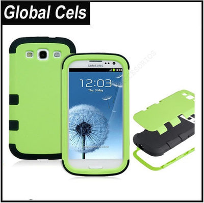 Estuche Samsung Galaxy S3 Verde Negro Robot de 3 Capas Reforzado de Extrema Protección Estuche Samsung Galaxy S3 Verde Negro Robot de 3 Capas Reforzado de Extrema Protección