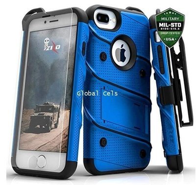 Case Iphone 8 Plus 6S 6 Plus Z-bold Azul con bordes Negros c/ Vidrio Templado