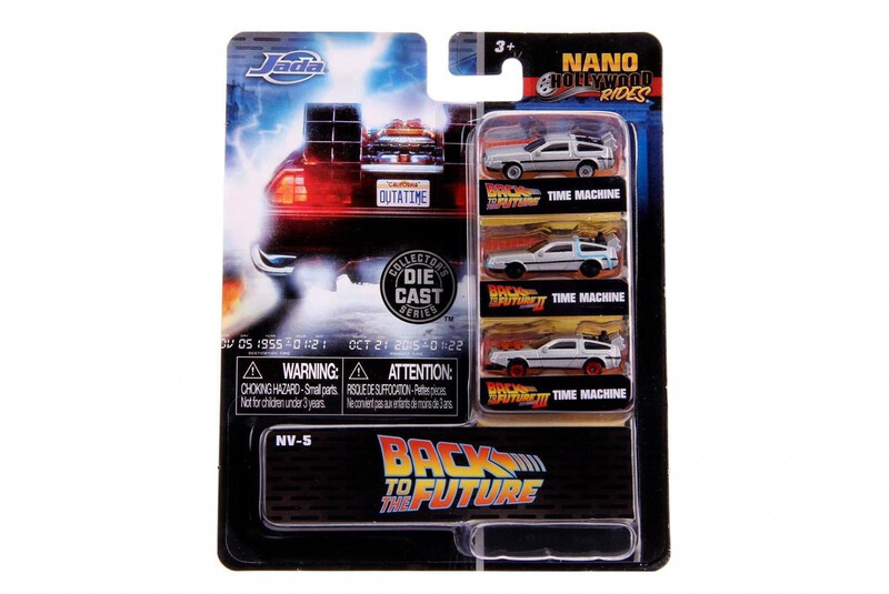 Caja Set 8pzs Delorean volver al futuro I, II, III Nanos Jada
