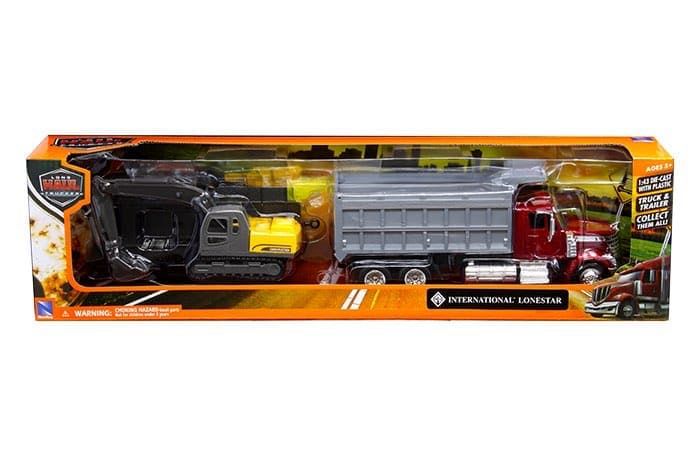 International Lonestar Rojo con Excavadora