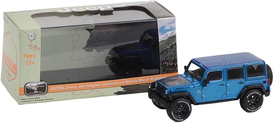 1/43 2016 Jeep Wrangler Unlimited Black Bear