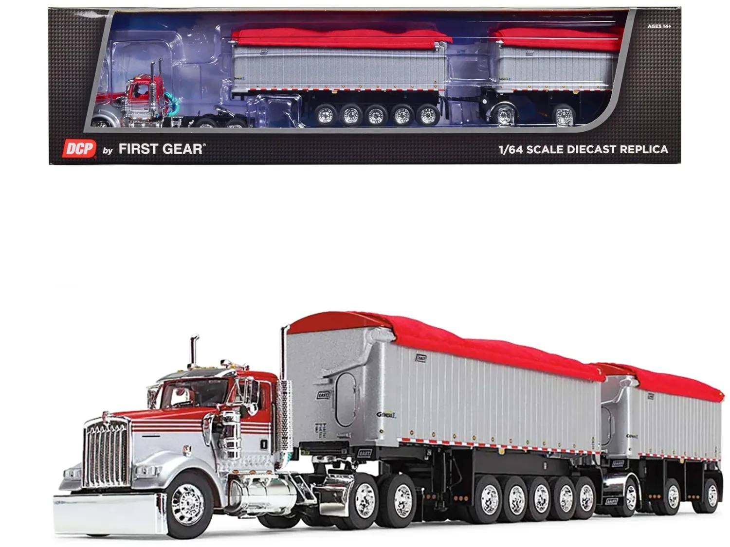 Kenworth W900L c/ Doble Trailer Volteo de 31&#39; &amp; 20&#39; Rojo/ Plata