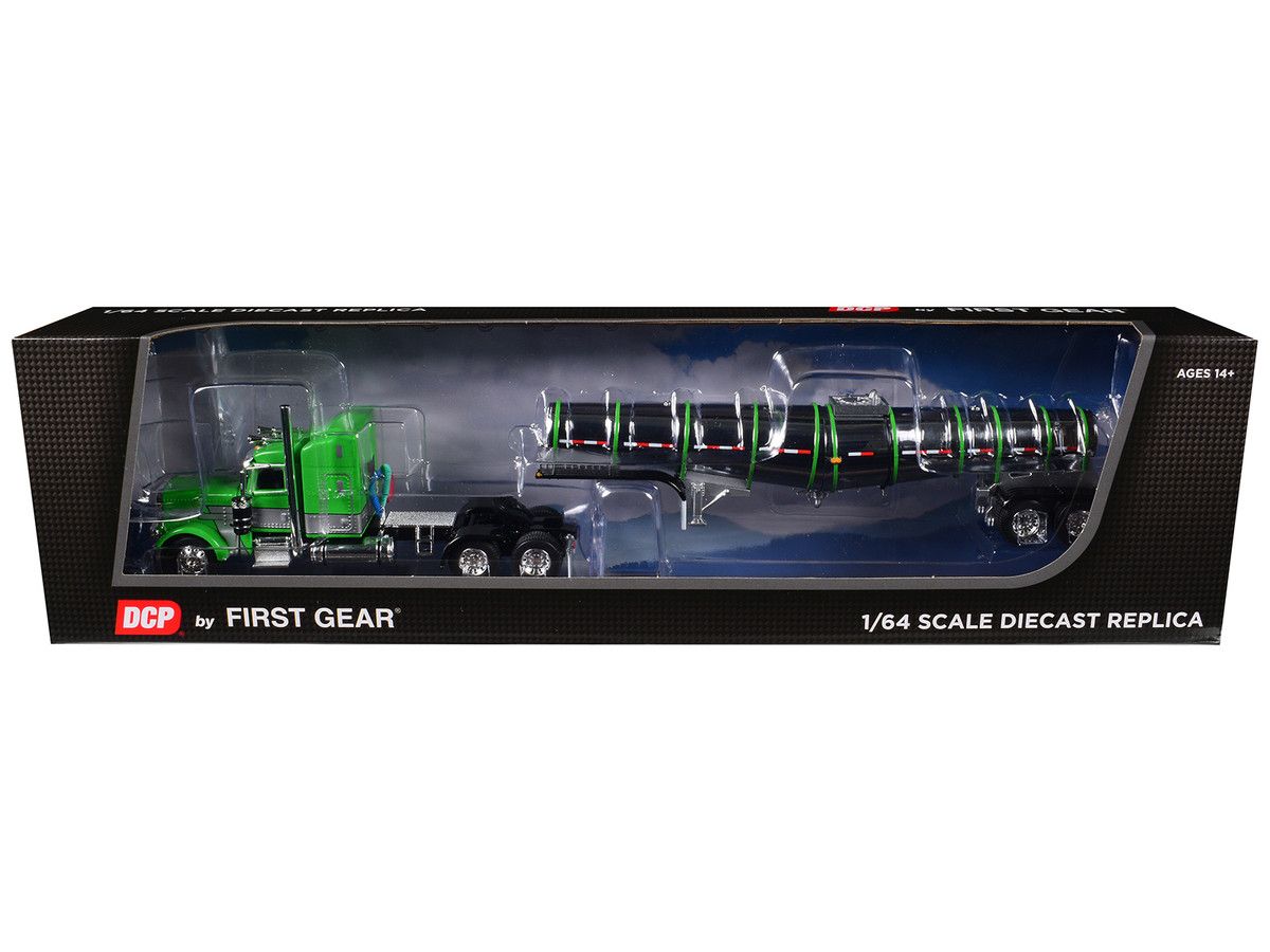 Peterbilt 389 Litera Media 48&quot; c/ Remolque Polar Caída Profunda Verde/ Plata