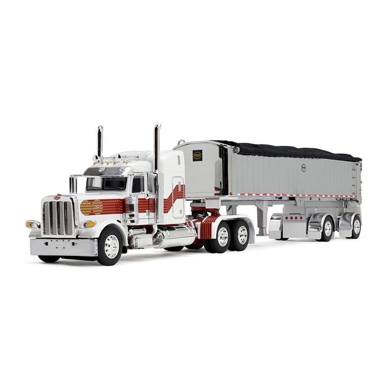 Peterbilt 389 Litera Media 48" c/ Remolque Volteo Para Carbón Blanco/ Rojo Peterbilt 389 Litera Media 48" c/ Remolque Volteo Para Carbón Blanco/ Rojo