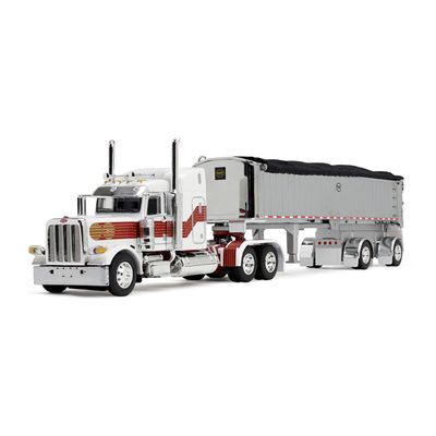 Peterbilt 389 Litera Media 48" c/ Remolque Volteo Para Carbón Blanco/ Rojo