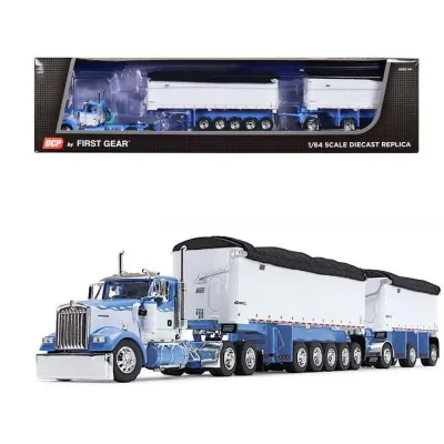 Kenworth W900L c/ Doble Trailer Volteo de 31' &amp; 20' Azul/ Blanco