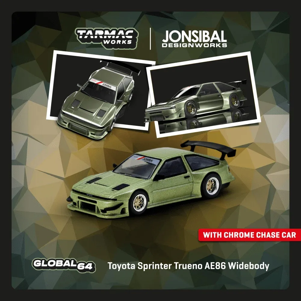 Tarmac Works 1:64 Toyota Sprinter Trueno AE86 Widebody Green JONSIBAL Designworks