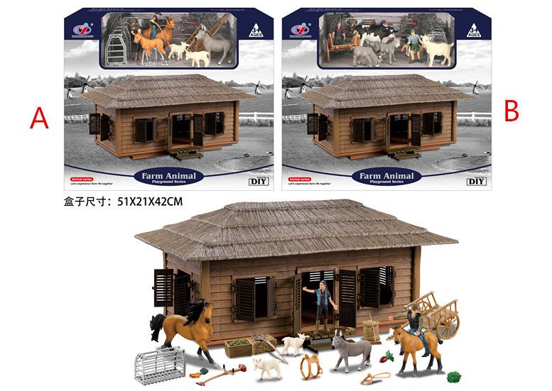 Model Series Par Granja con Vacas y Caballos