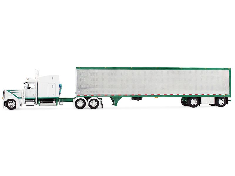 Peterbilt Model 389 with Mid-Roof Sleeper in White with Green Stripes Peterbilt Model 389 with Mid-Roof Sleeper in White with Green Stripes