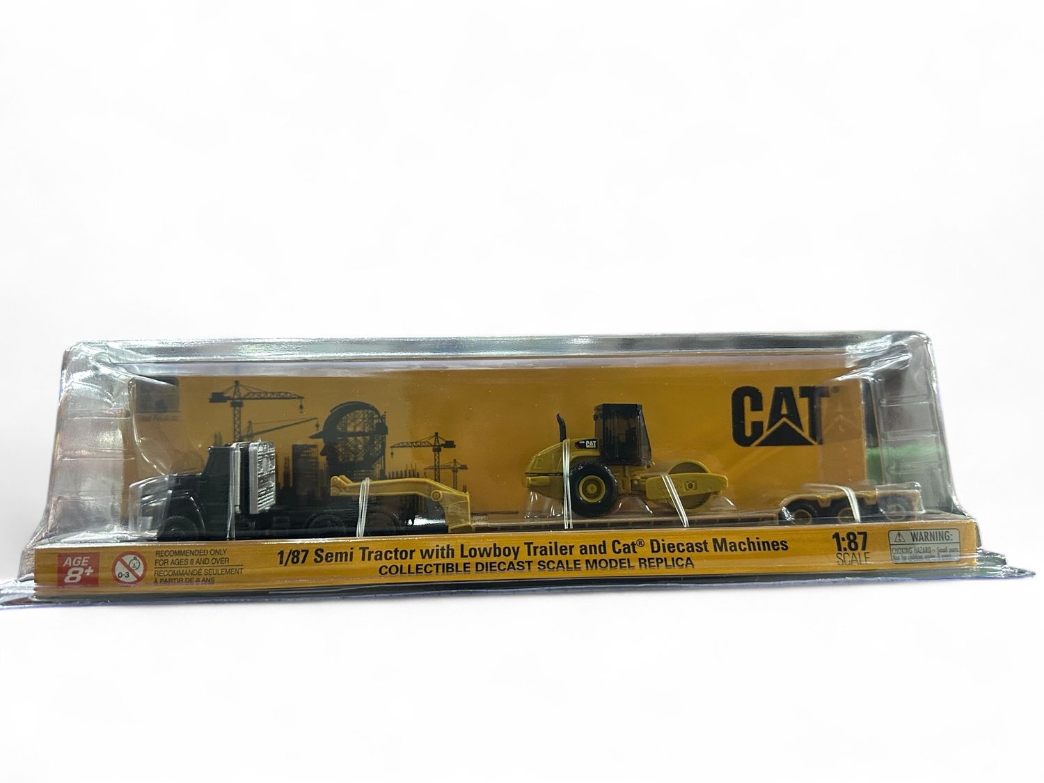 1/87 semi tractor with lowboy trailer and cat Diecast machines 1/87 semi tractor with lowboy trailer and cat Diecast machines