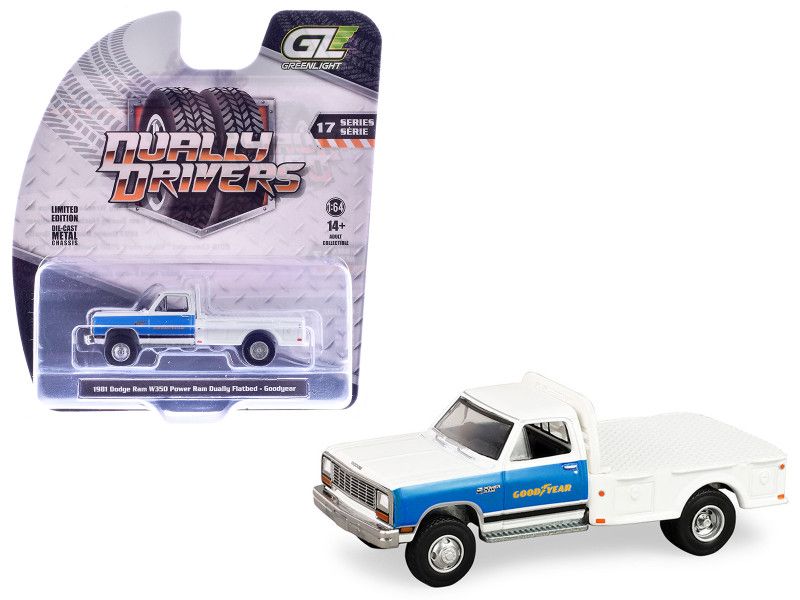 1:64 Dually Drivers Series 17 - 1981 Dodge Ram W350 Power Ram Dually Flatbed - Goodyear