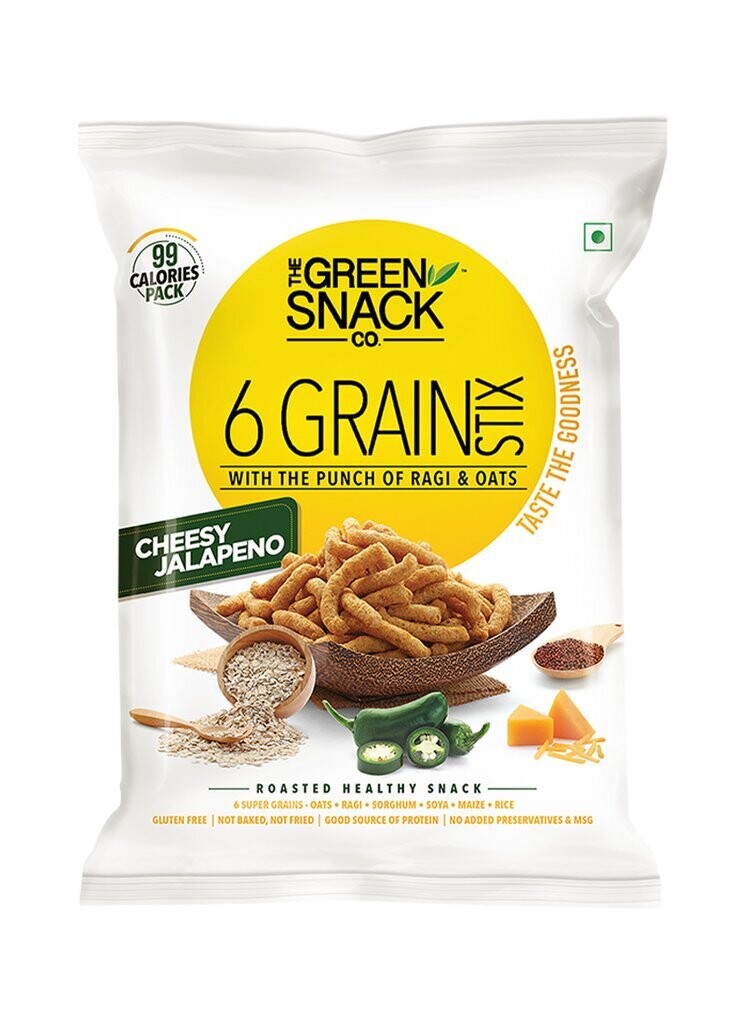 The Green Snack Co. 6 Grain Super Stix Cheesy Jalapeno 25 GM