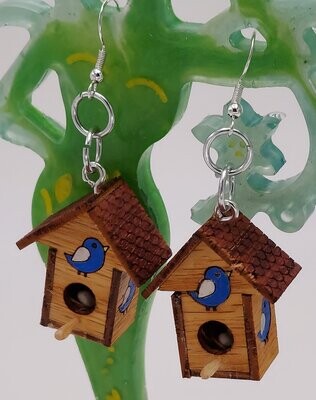 Dollhouse Miniature Bird House Earring Set