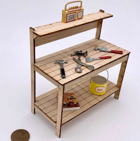 DOLLHOUSE MINIATURE WORKBENCH / TOOL BENCH Kit 1:12