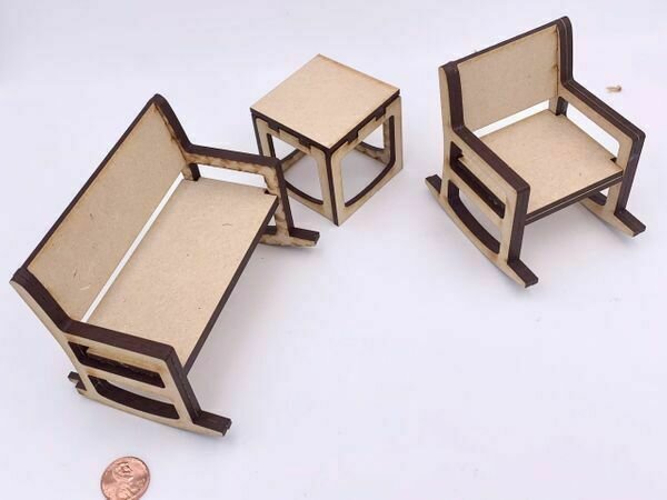 3 PIECE PORCH LIVING ROOM SET KIT 1:12 3 PIECE PORCH LIVING ROOM SET KIT 1:12