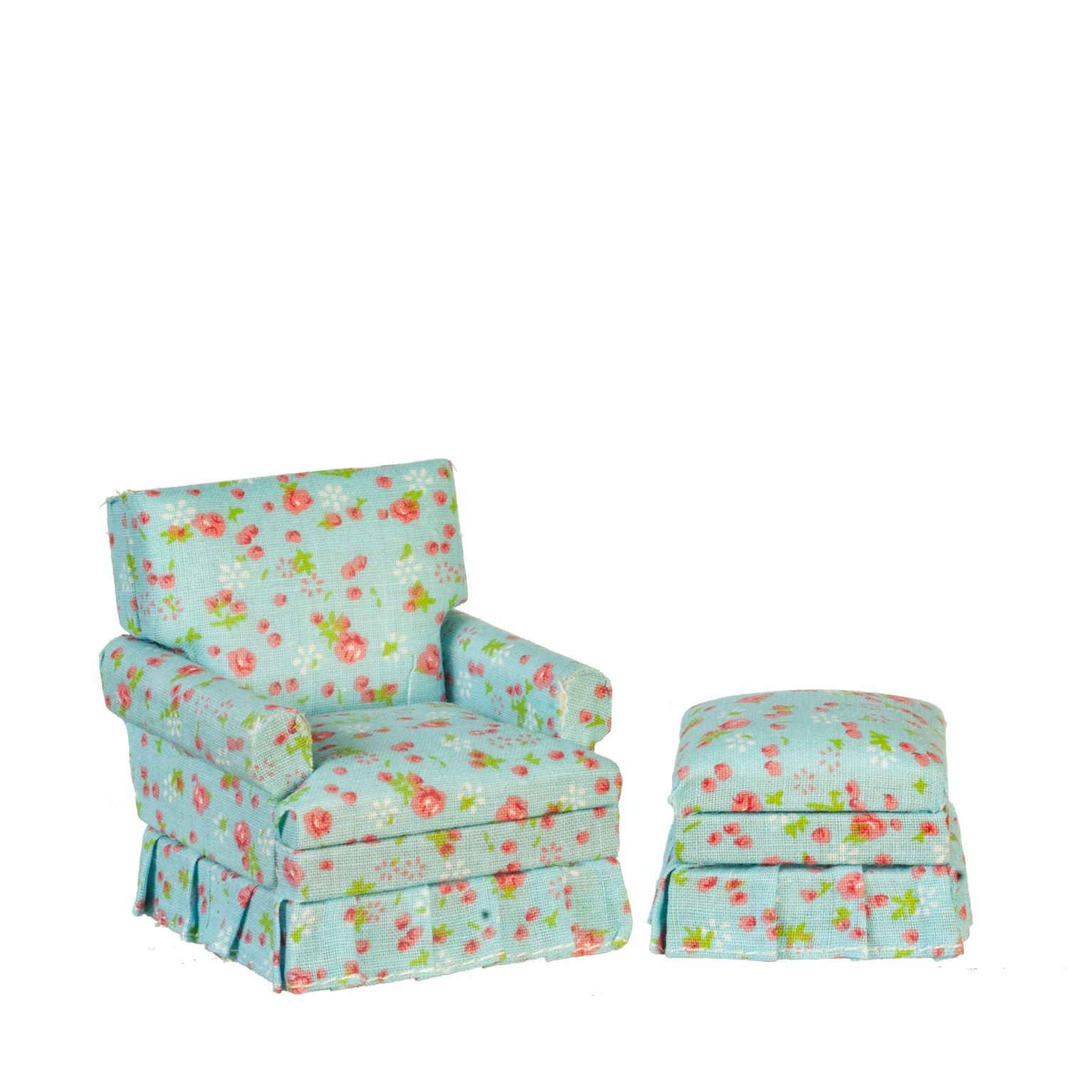 Floral Chair and Ottoman
